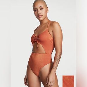 Victoria's Secret Ruched Shine Cutout One-Piece Swimsuit